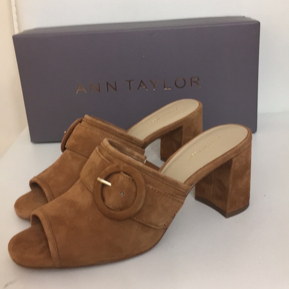 Ann Taylor  Suede Tan Open Toe Shoes